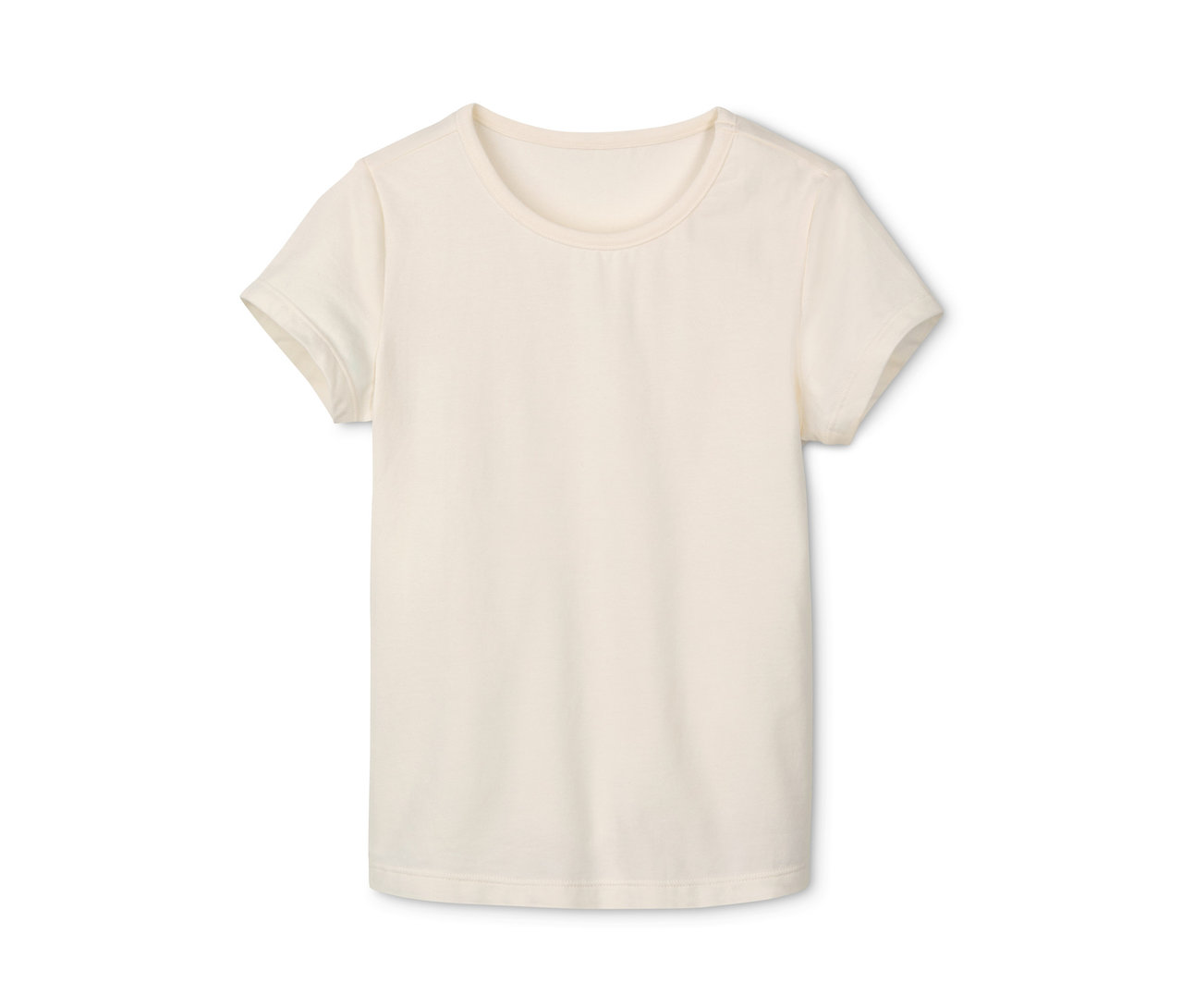 Ein cremefarbenes Baumwoll-T-Shirt, 1 Stk. aus einem 3er-Set.