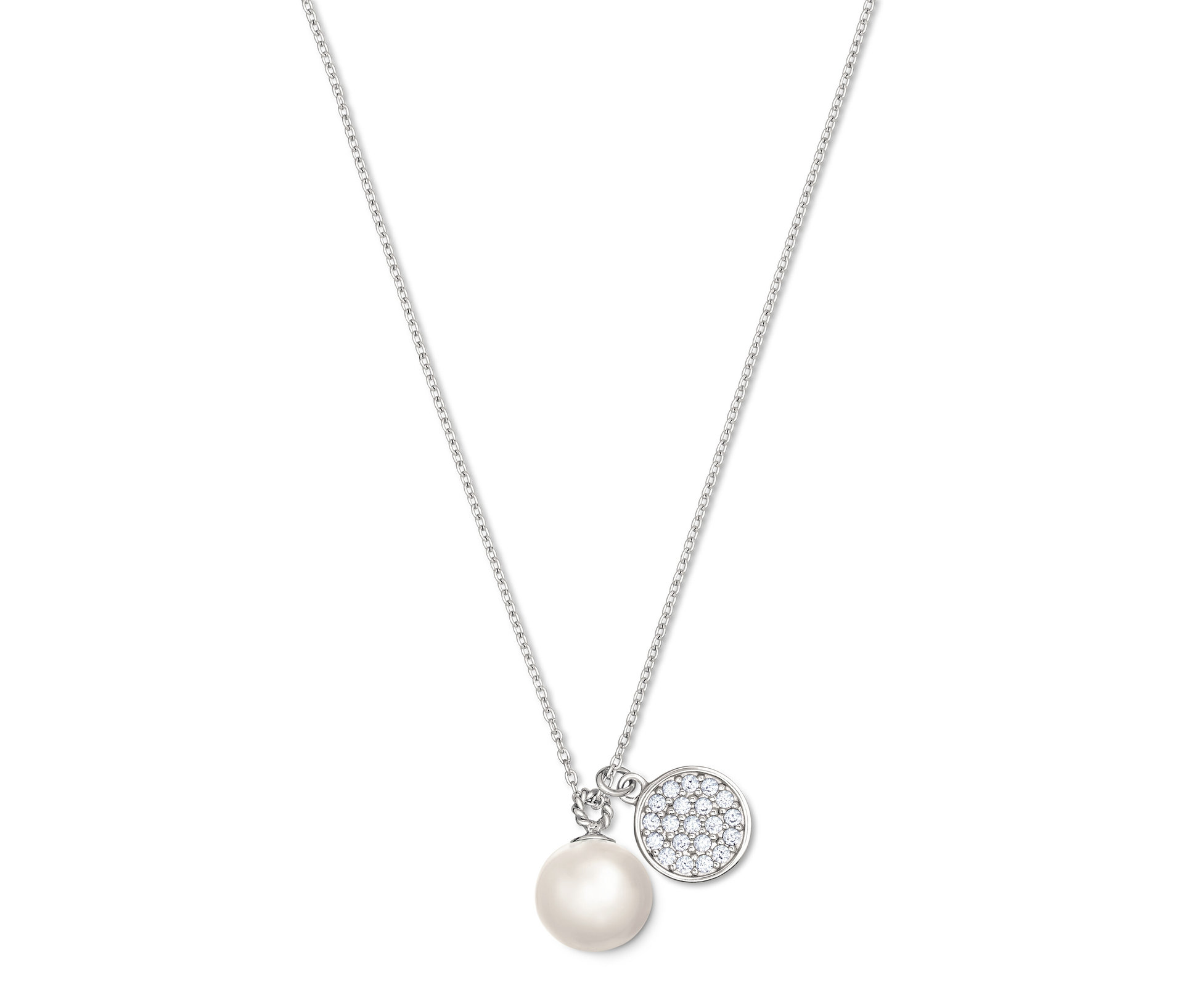 Silber Kette mit Anhänger und Muschelkernperle - silber - silber
