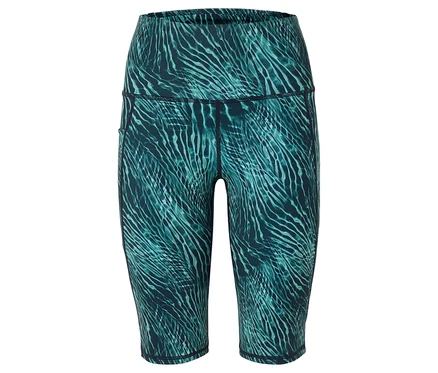 Capri-Leggings mit abstraktem, blaugrünem Muster.