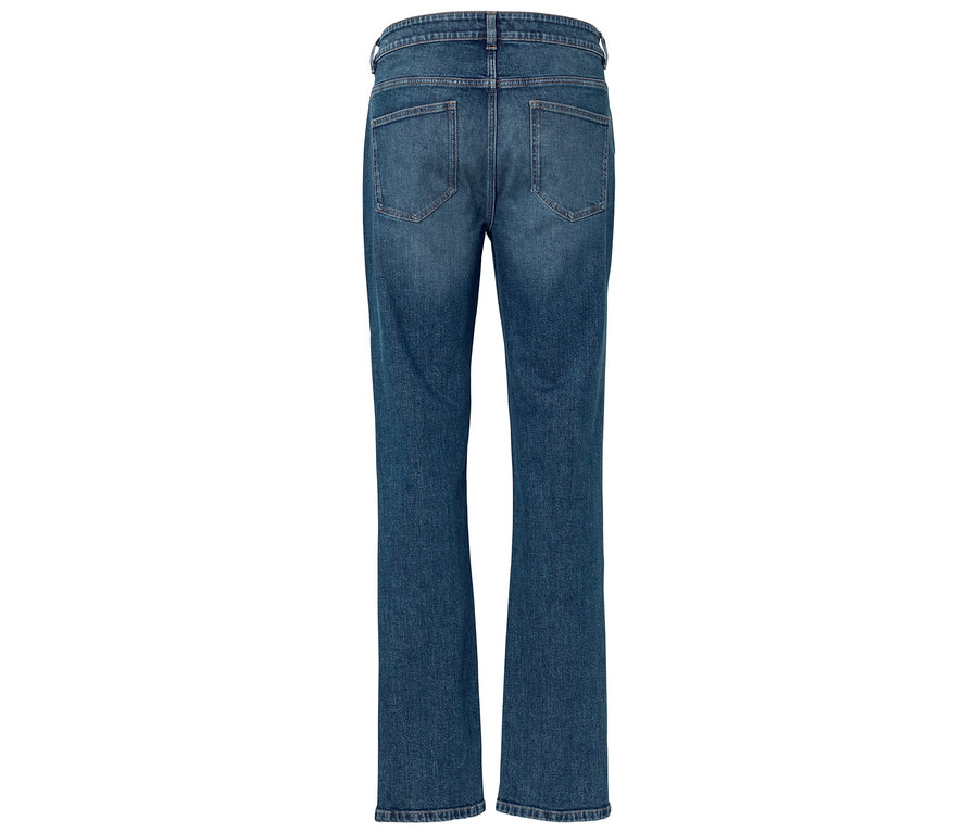 Rückansicht einer blauen Jeanshose.