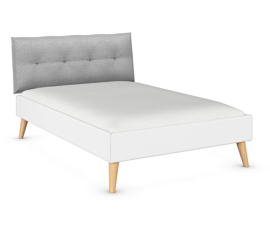 Weißes rauch Bett »Skandi«, 140 x 200 cm mit grauem Kopfteil.