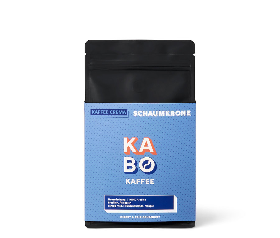 Eine Packung KABO - Schaumkrone Caffè Crema - 250 g Ganze Bohne.
