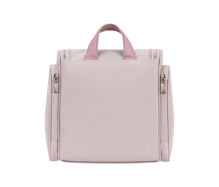 Rosafarbener Samsonite IMAGE Hänge-Kulturbeutel mit Reißverschlüssen.