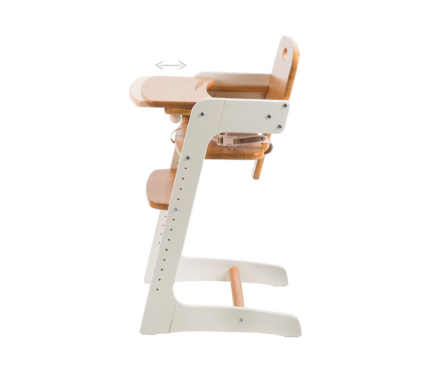 Seitenansicht des roba Treppenhochstuhls »Kid Up«: weißes Gestell mit Holzelementen.