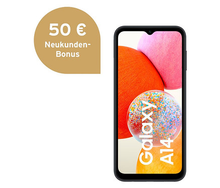 Schwarzes Samsung Galaxy A14 LTE 64 GB Smartphone.