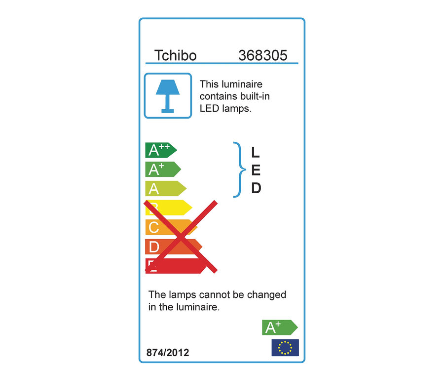 Energielabel mit LED-Lampe.