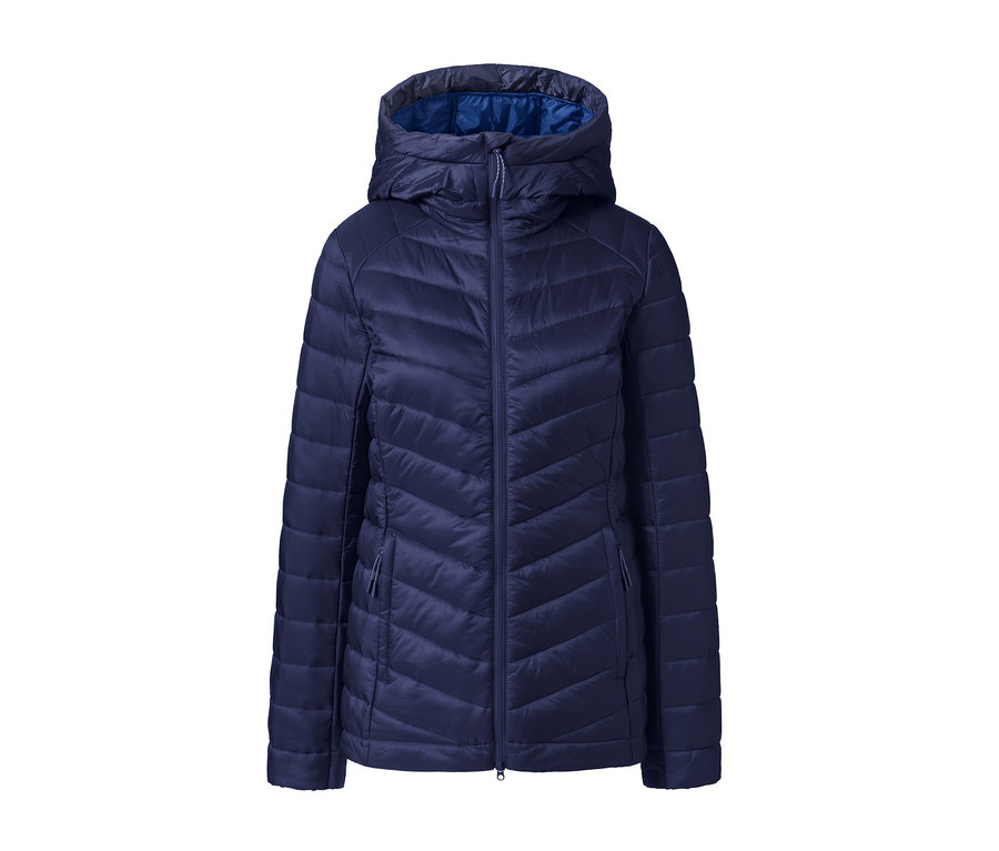 Eine blaue, leichte Steppjacke.