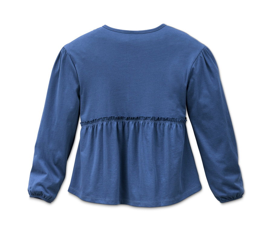 Blaues Langarmshirt aus Bio-Baumwolle.