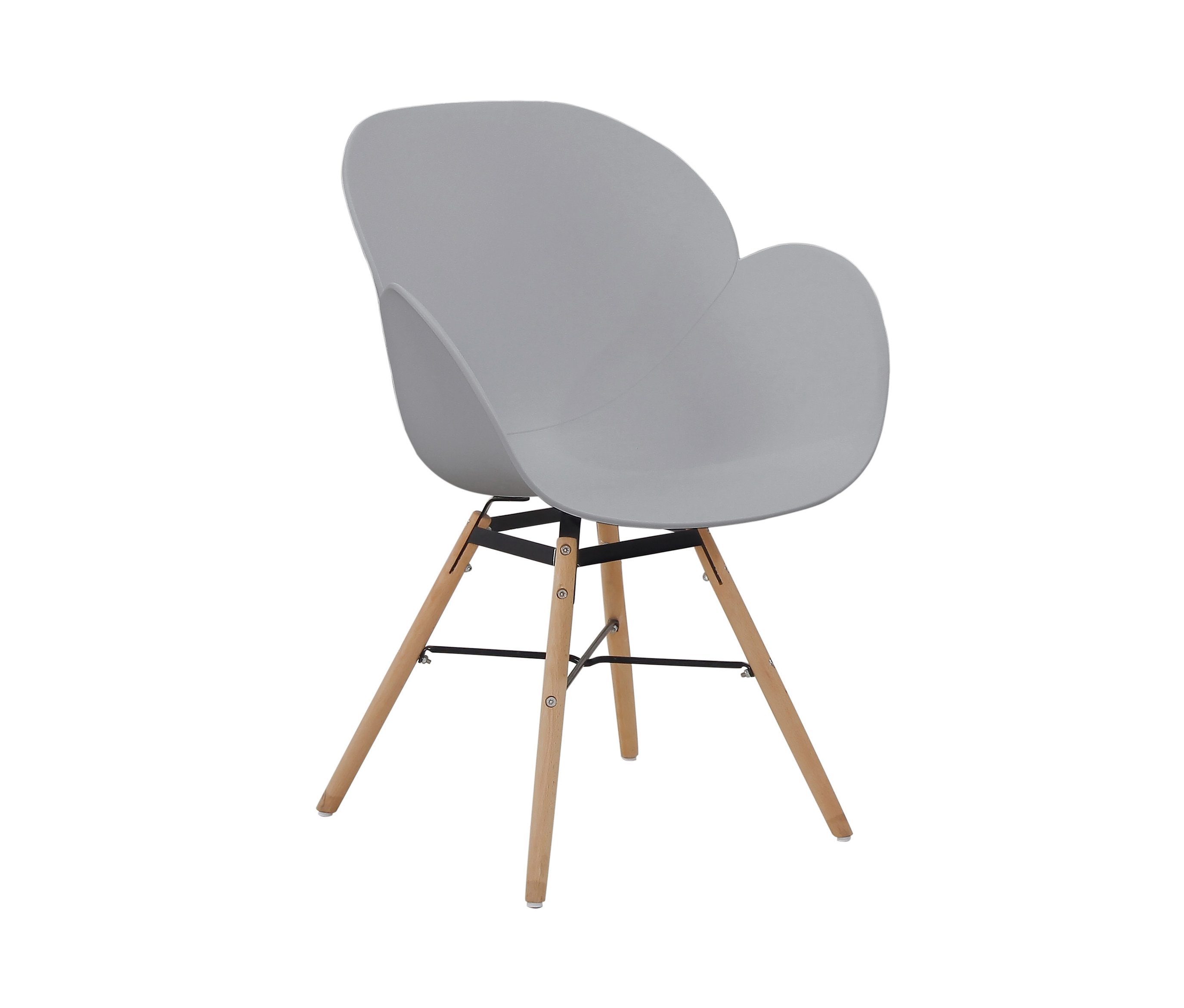 Grauer Stuhl »Amalia« aus einem 2er-Set vor weißem Hintergrund.