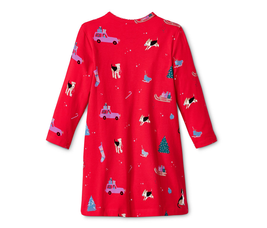 Rotes Nachthemd mit Weihnachtsmotiven.