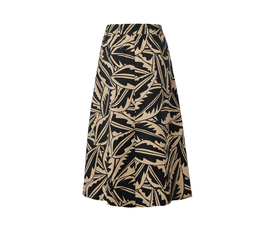 Popeline-Rock mit Alloverprint aus Blättern.