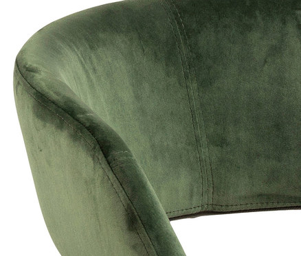 Detailansicht eines grünen Bürostuhls.