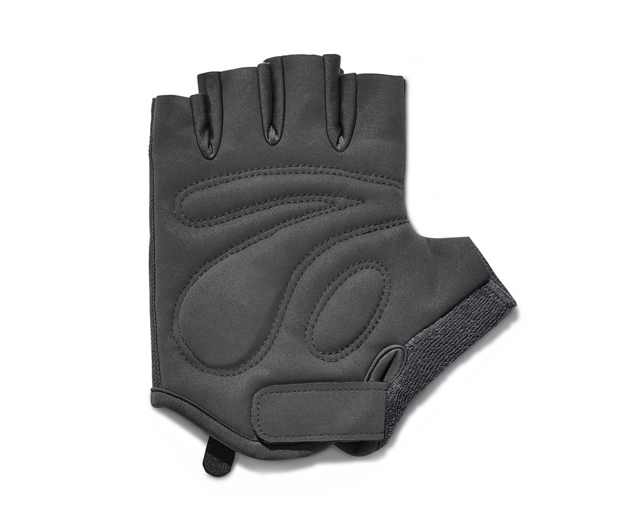 Ein einzelner schwarzer Fahrradhandschuh.