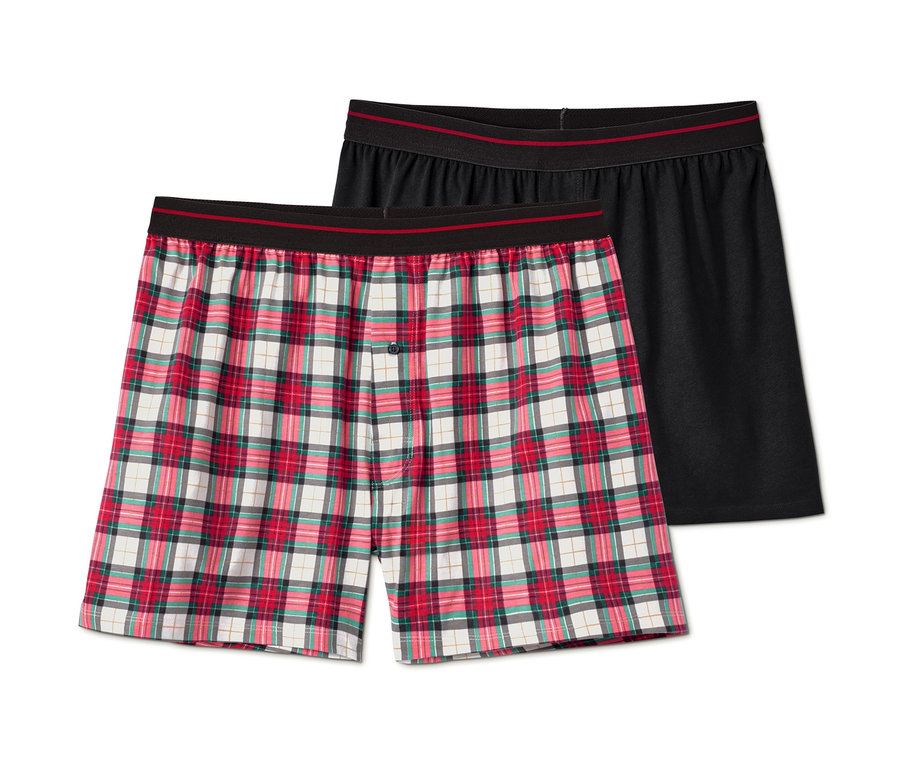 Zwei Jersey-Boxershorts.