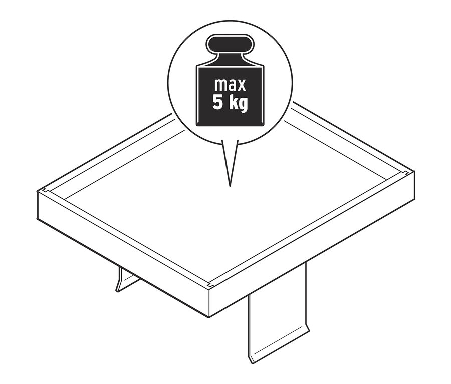 Abbildung eines Sofatabletts mit einem Maximalgewicht von 5 kg.