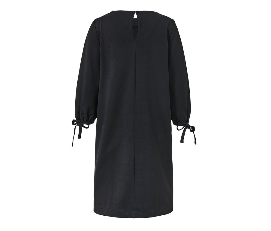 Schwarzes Jerseykleid mit Schleifendetail.