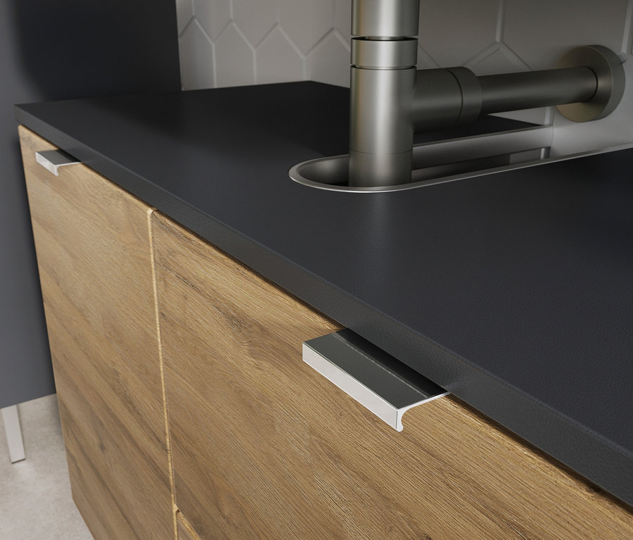 Detail eines Waschbecken-Unterschranks »Mauresa« in Eichen-Nachbildung/graphit.