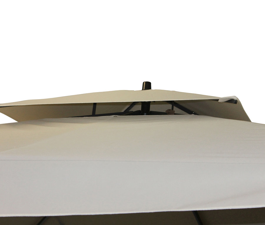 Detailansicht der Oberseite des beigen Leco-Premium-Ampelschirms »Babylon«.