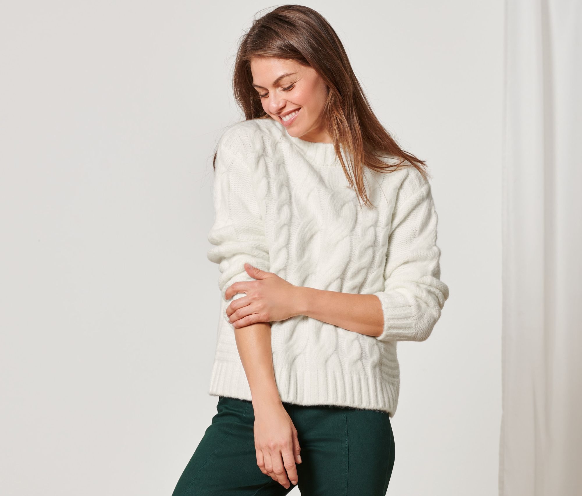 Thumbnail - Tchibo - Strickpullover mit Zopfmuster - Damen - Gr. M - creme