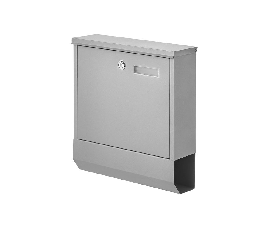 Silberner AMARE Briefkasten mit Zeitungsfach.