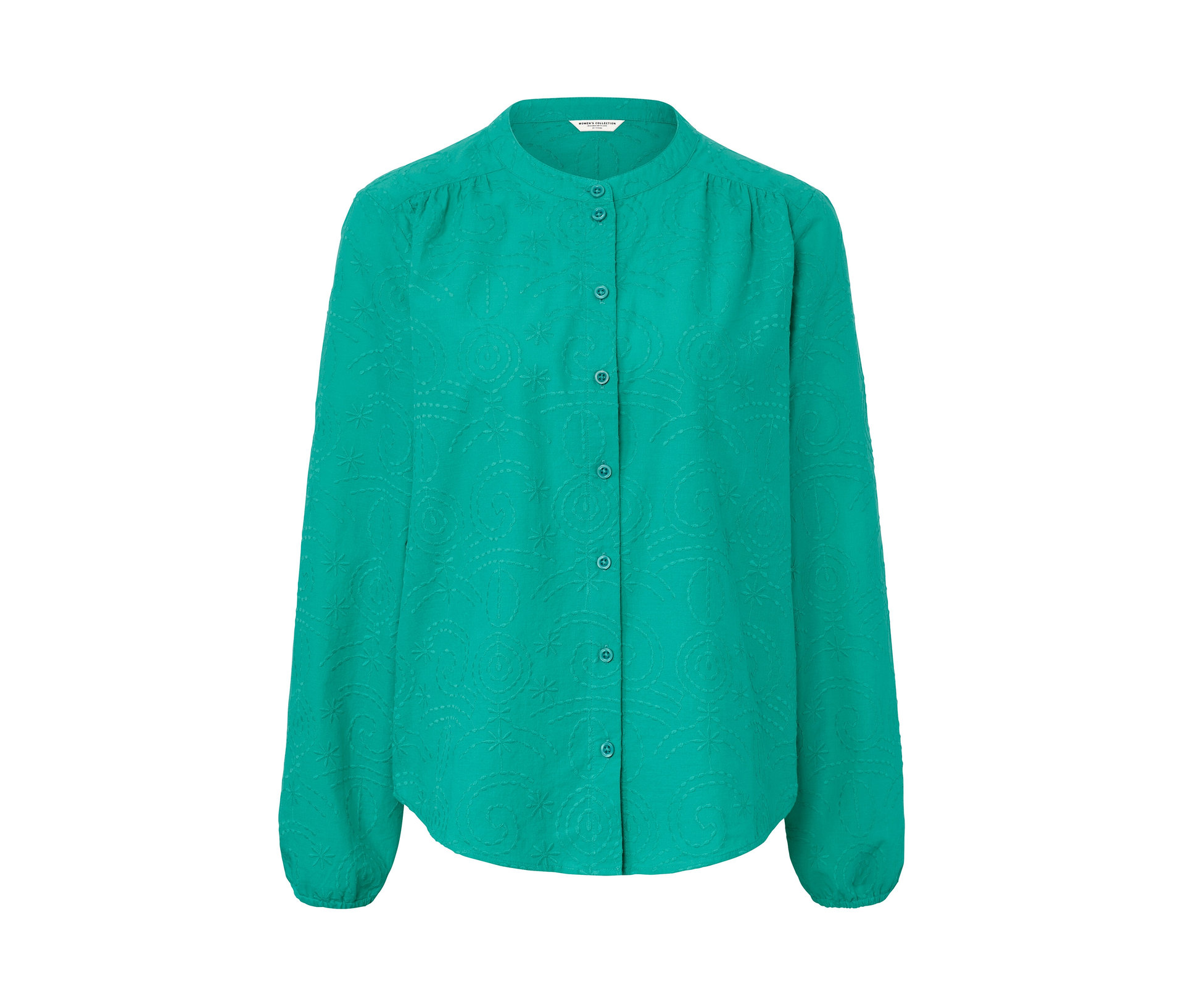 Bluse mit Stickerei - Damen - Gr. 46 - blau - blau