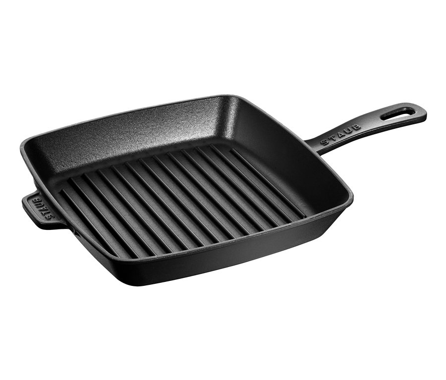 Schwarze STAUB American Grill Pfanne aus Gusseisen, 26 cm.