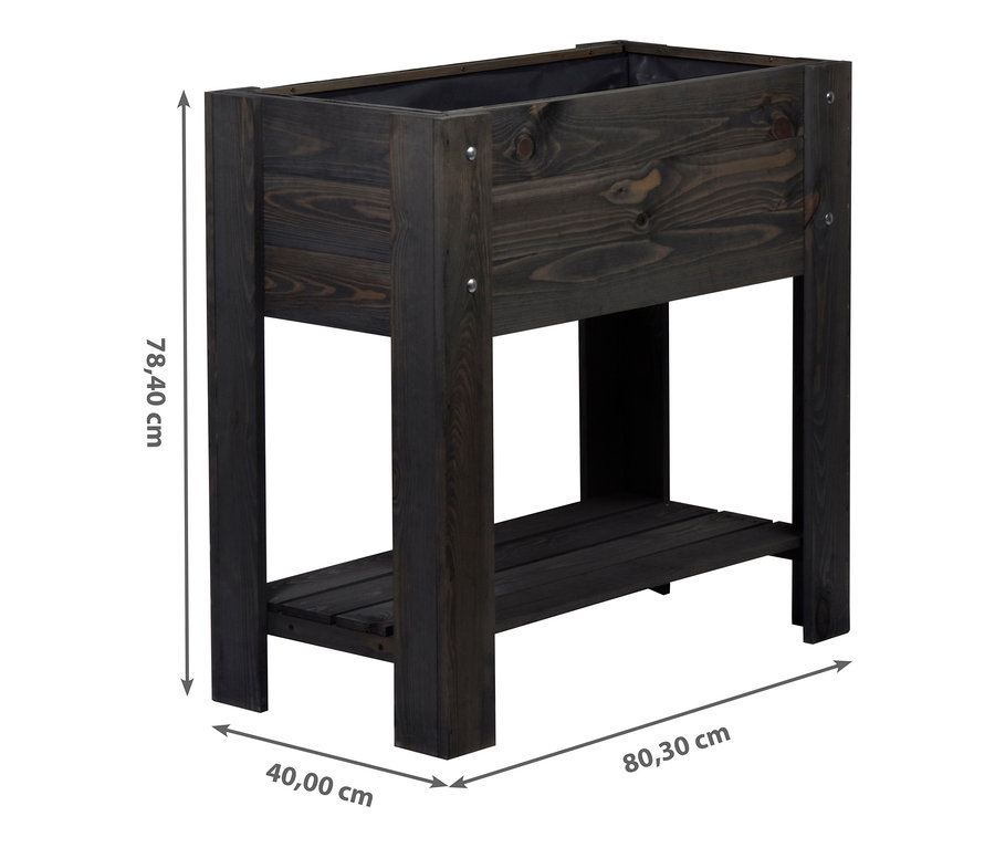 Anthrazitfarbenes Hochbeet »Urban« mit den Maßen 78,40 cm hoch, 40 cm breit und 80,30 cm tief.