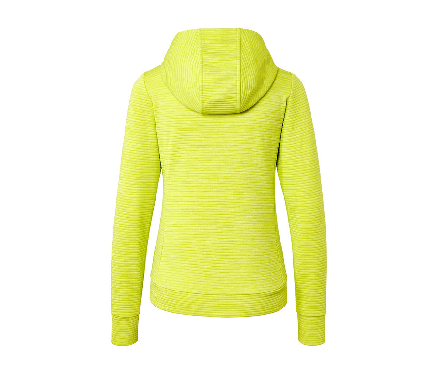 Rückansicht der Kapuzenjacke in Lime.