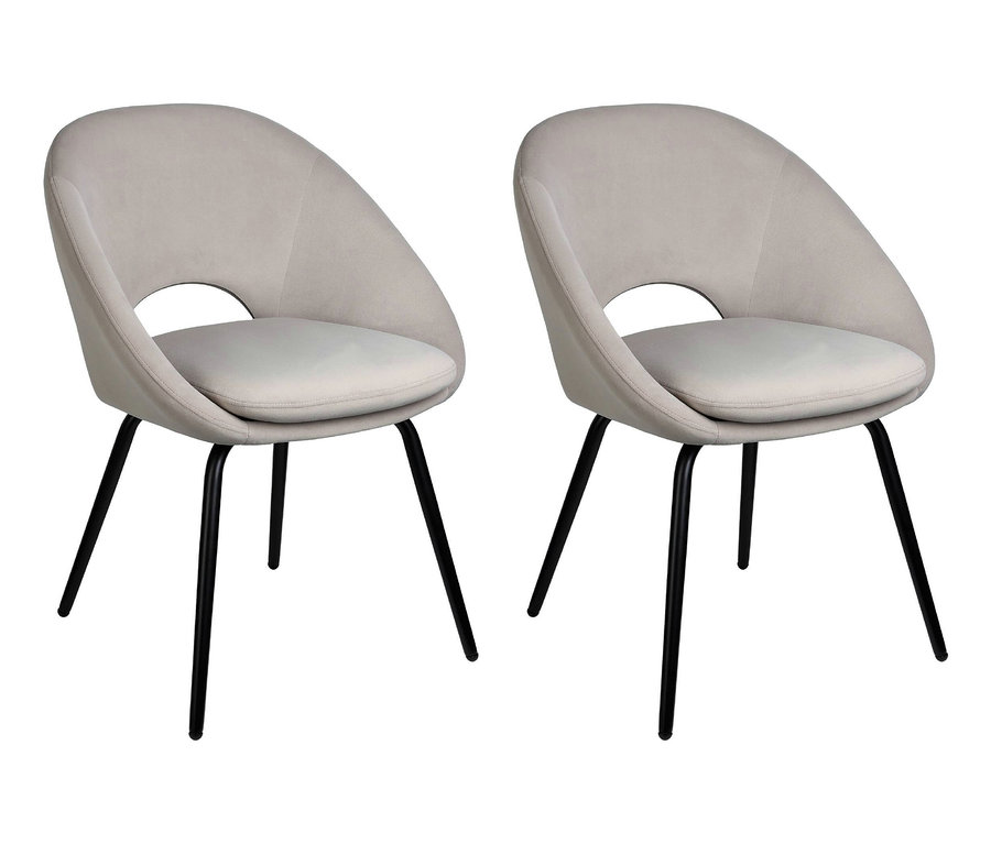 Zwei beige Eglo GuaGua Stühle mit schwarzen Beinen.