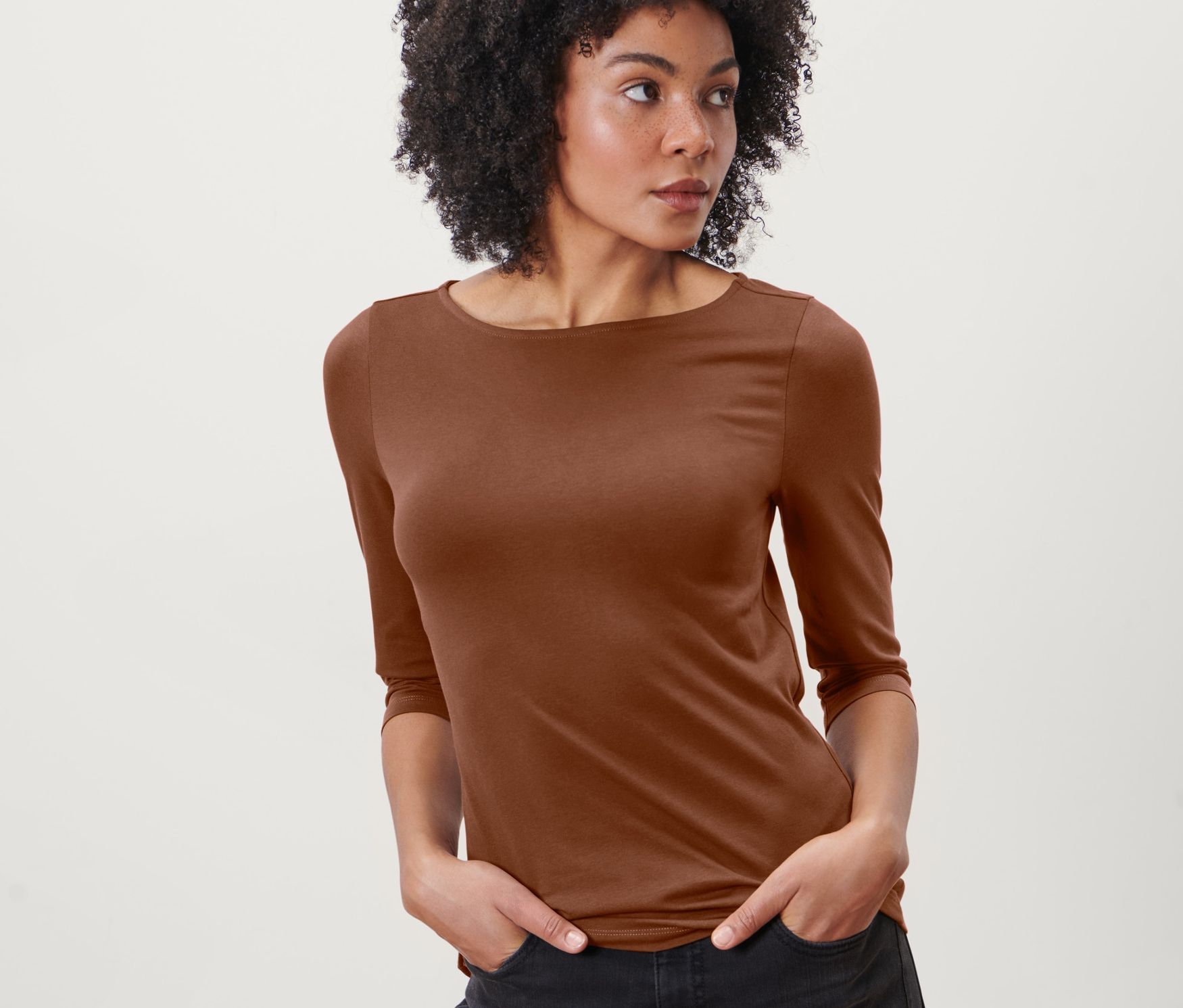Thumbnail - Tchibo - Shirt mit 3/4-Arm - Damen - Gr. M - cognac