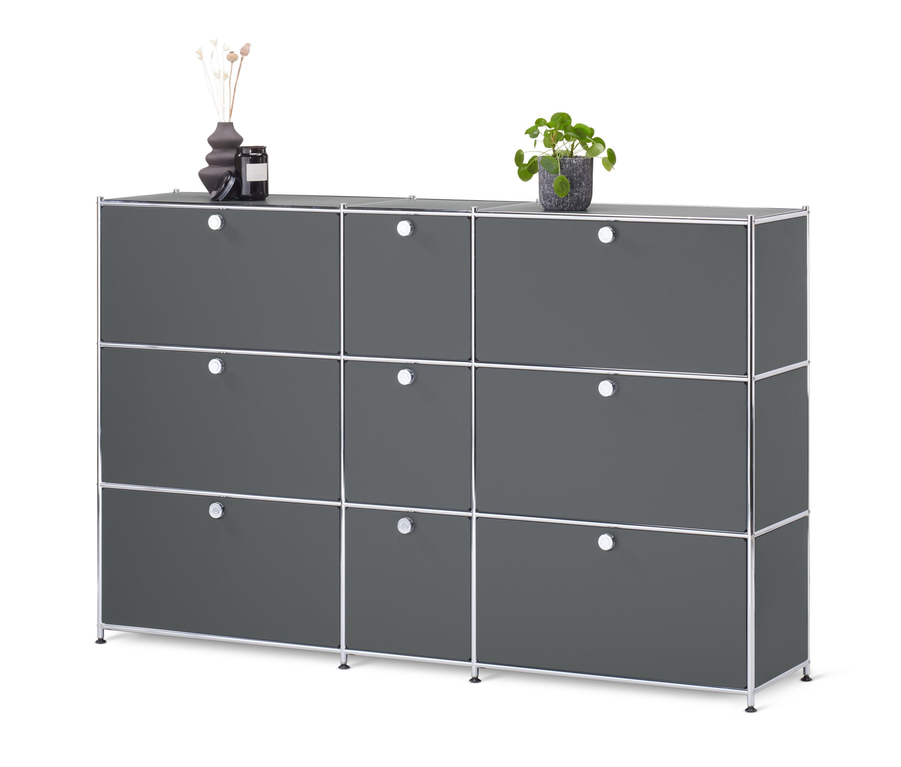 Tchibo - Kommode »Cn3« mit 9 Klappen - 190x40x120,5cm - chrom - Stahl / Aluminium / Kunststoff