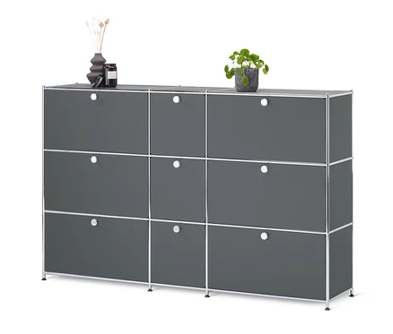 Graue Kommode »CN3« mit 9 Klappen.