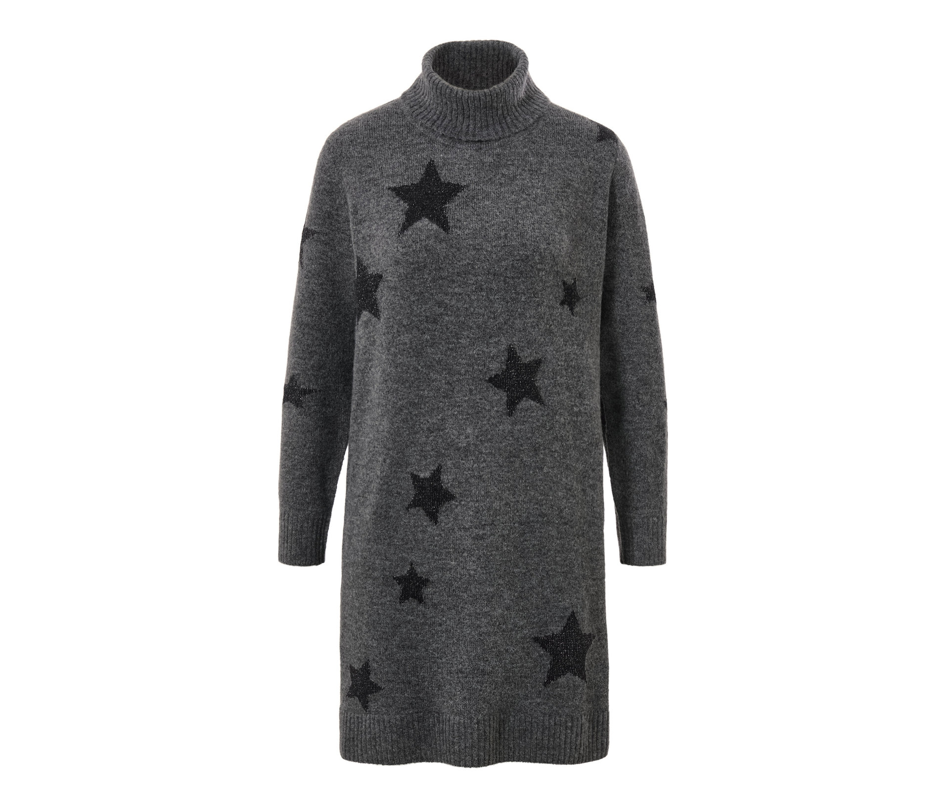 Strickkleid mit Rollkragen - Damen - Gr. M - dunkelgrau - dunkelgrau
