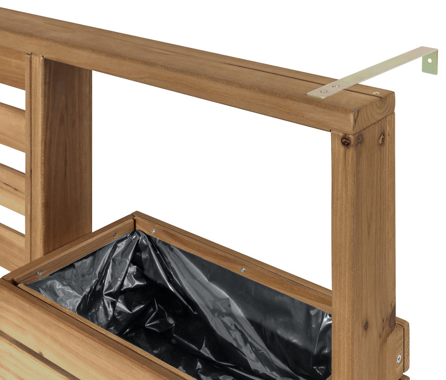 Detailansicht eines beidseitig bepflanzbaren Sichtschutzes »Tinus« aus Holz.