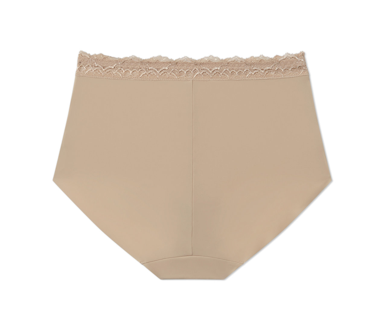 Beige Highwaist-Panty mit Spitze am oberen Bund.