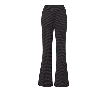 Eine schwarze Schlupfhose mit Hahnentritt-Jacquard.