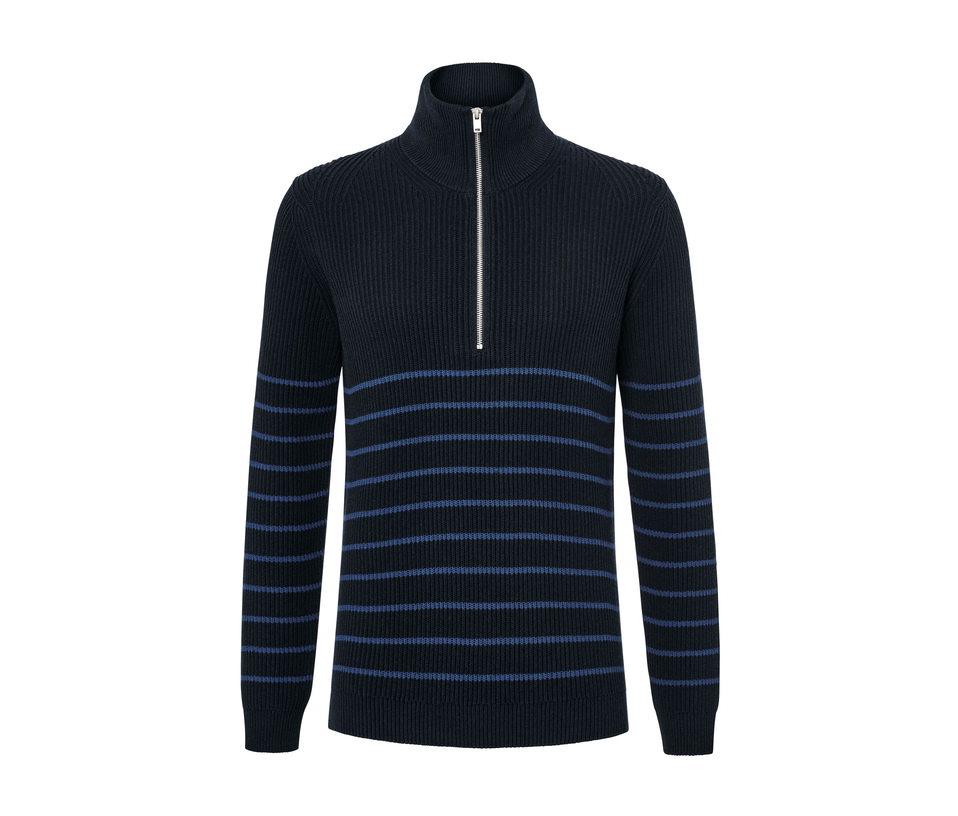 Tchibo - Troyer-Pullover - Herren - Gr. XL - blau/gestreift