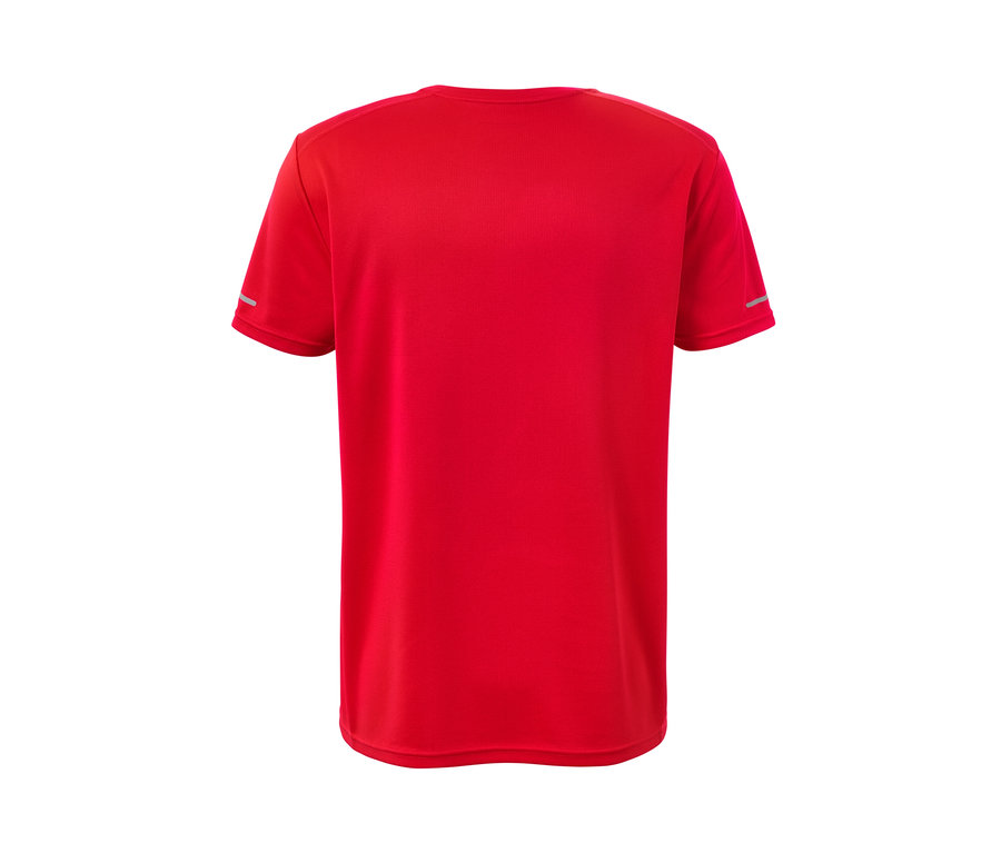 Rotes Funktionsshirt mit kurzen Ärmeln.