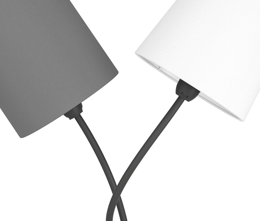 Detailaufnahme einer grauen und weißen Eglo Tischleuchte »Almeida«.