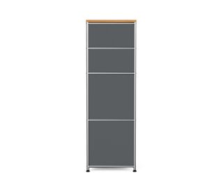 Schmale graue Metallkommode »CN3« mit Holzplatte und 2 Schubladen.