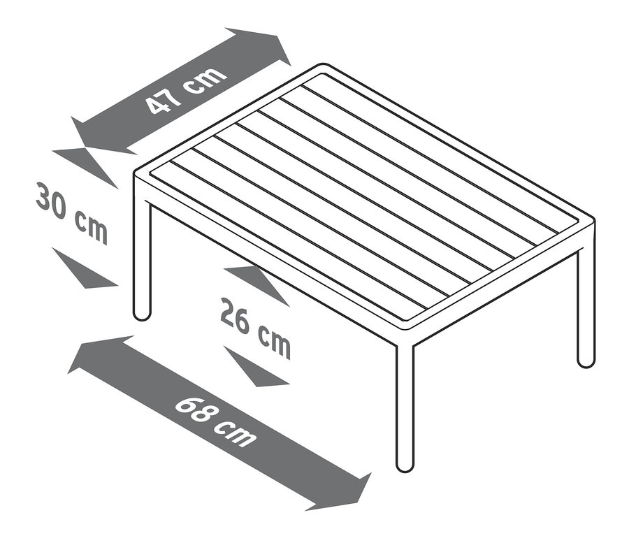 Abmessungen der modularen Lounge mit Textilgeflecht.
