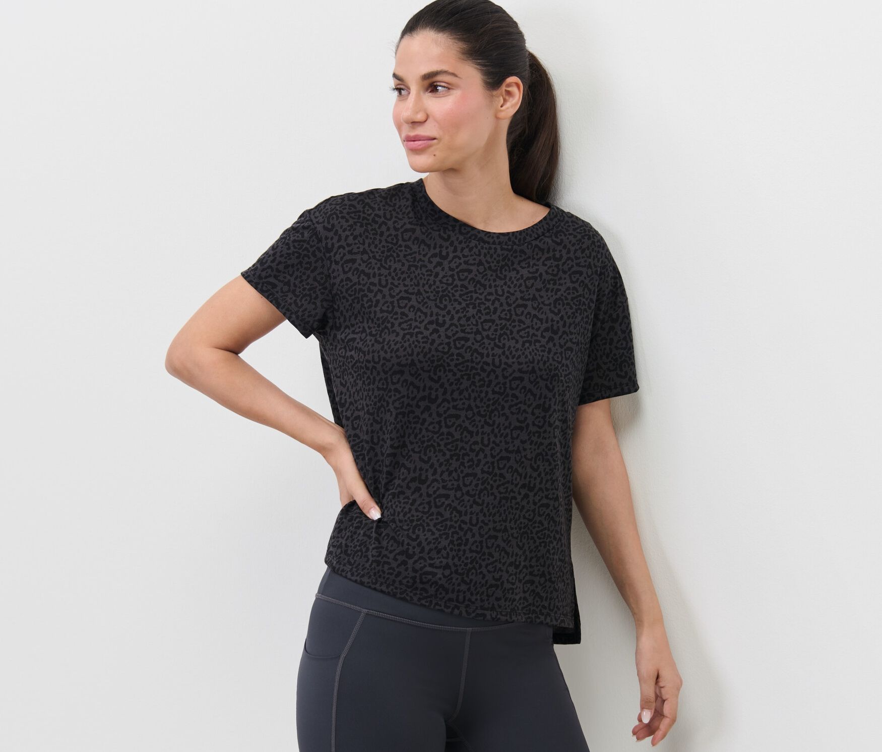 Thumbnail - Tchibo - Sportshirt - Damen - Gr. L - anthrazit/print