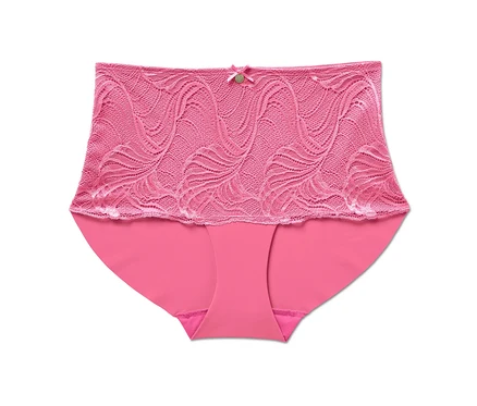 Eine rosafarbene Highwaist-Panty »light-shaping« auf weißem Hintergrund.