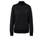 Schwarzer Rollkragenpullover mit langen Ärmeln.
