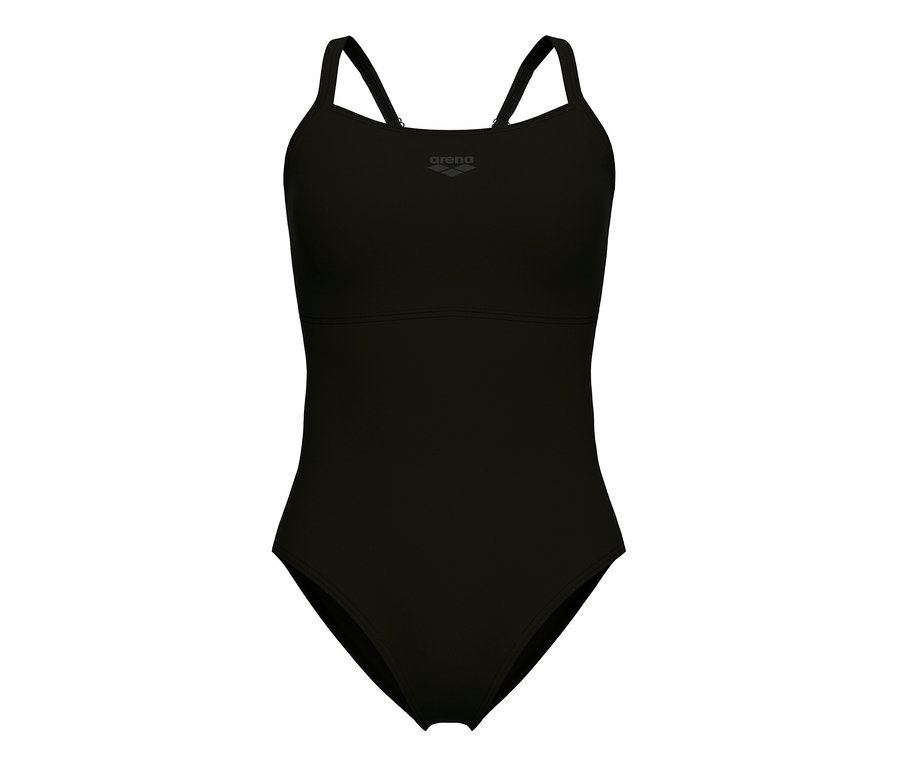 arena Feel Damen Badeanzug Solid Lightdrop Back Bustier, BLACK-BLACK.