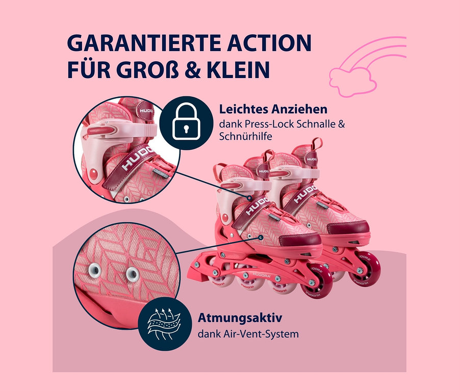 Rosa HUDORA Inline Skates »Mia 2.0«, Gr. 33–36 mit Details und Produktbeschreibungen.