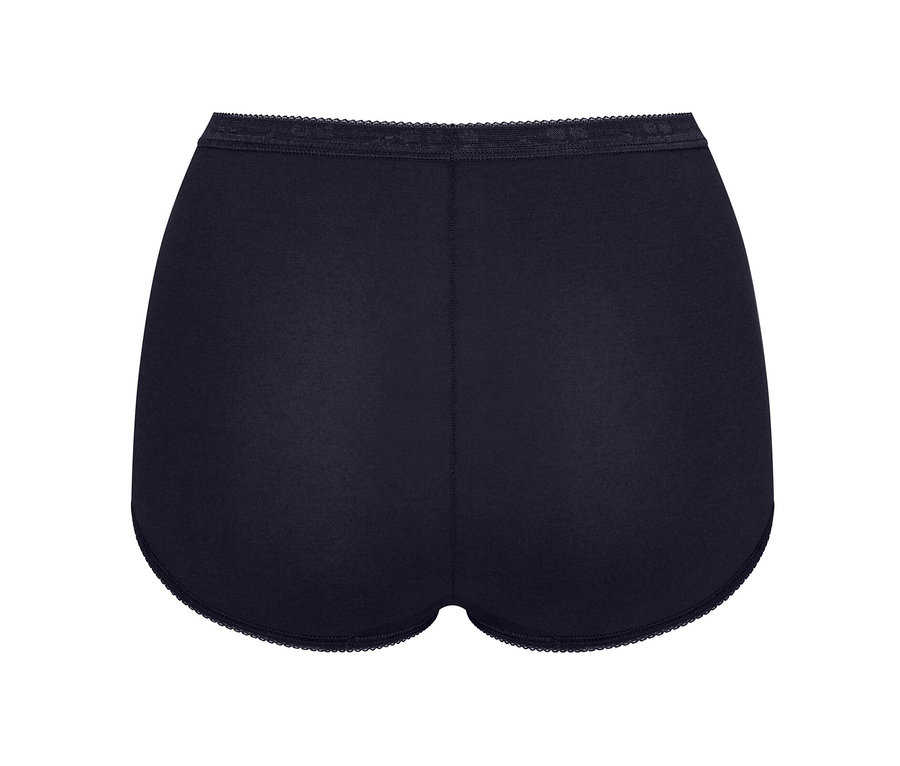 Detailansicht der Rückseite der Sloggi Basic+ Maxi C3P Maxi-Slips in mehreren Farben Kakao.