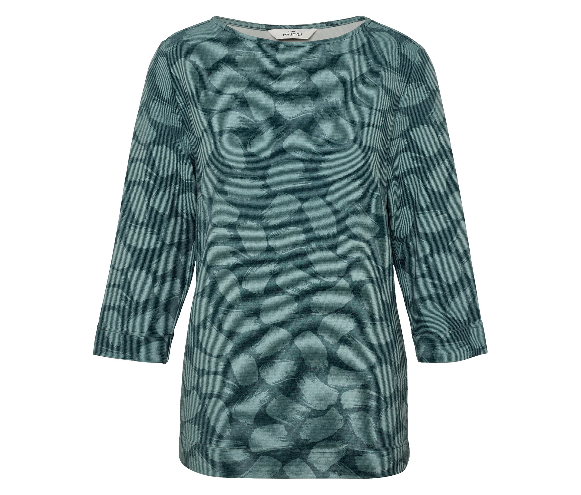 Strukturiertes Shirt - Damen - Gr. L - blau/print - blau