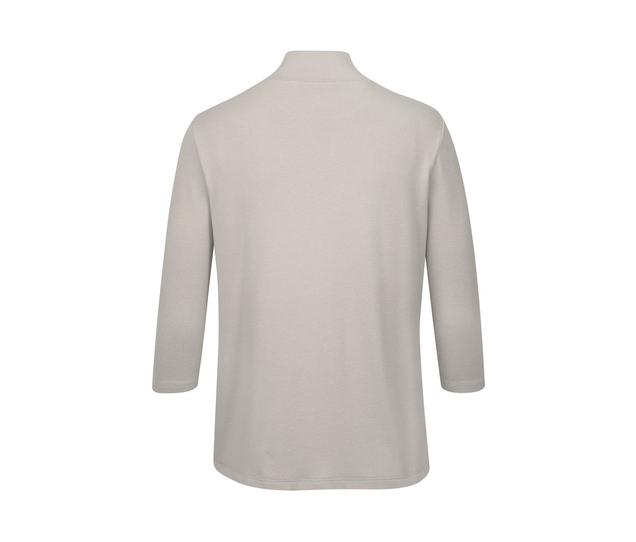 Beiges Feinstrick-Shirt mit Dreiviertelärmeln.