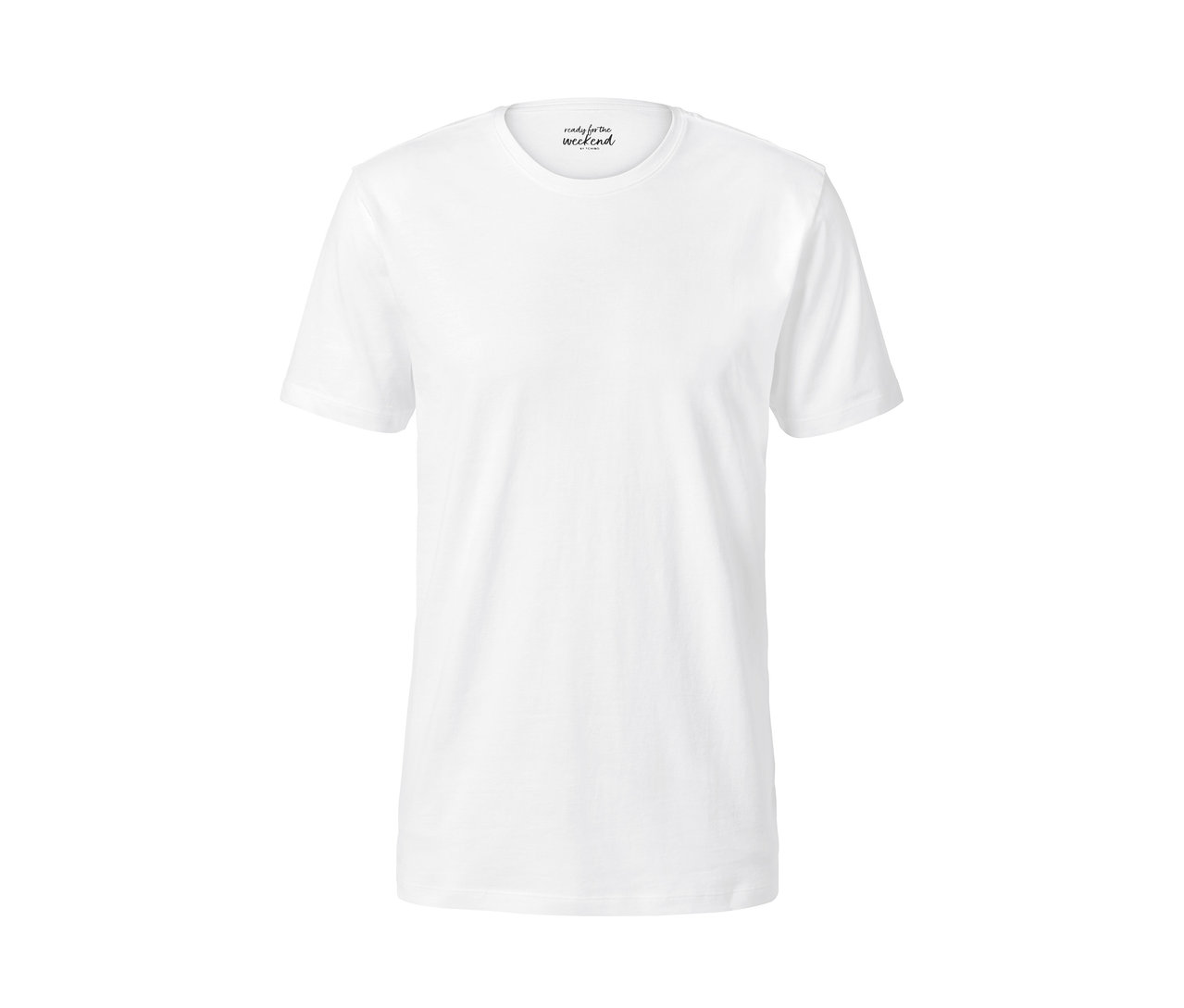 Weisses T-Shirt mit Rundhalsausschnitt.